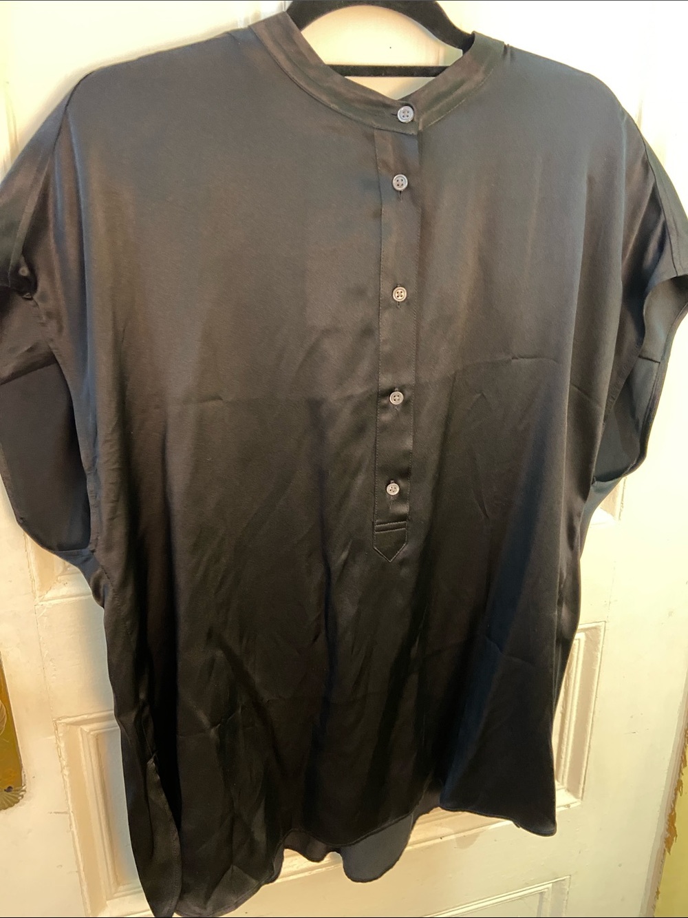 Banana Republic silk Black Short-Sleeve Button top